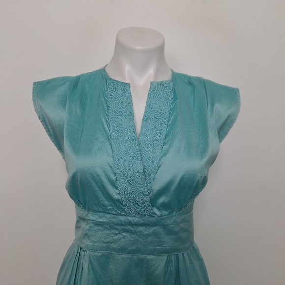 Calypso St. Barth Silk Blue Embroidered Coquette Pockets Coastal Mini Dress XS - Picture 2 of 14